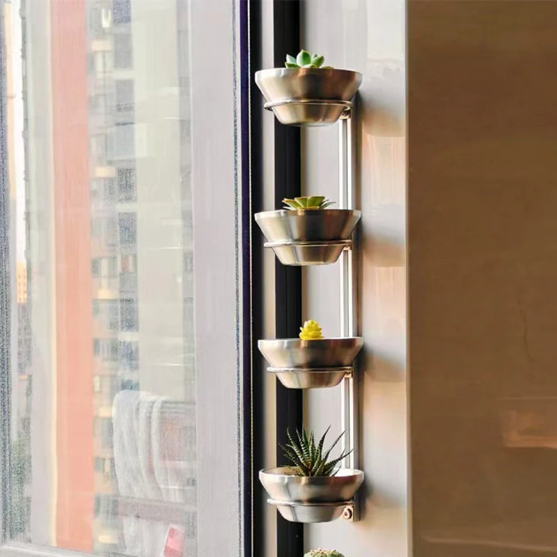Terrace Plant Shelves Indoor Succulent Plant Pots Floating Metal Wall Shelf Window Sill Flower Stand Modern Balcony Decorations